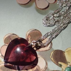 Rich Red Carnelian Heart Pendant w/Sterling Chain